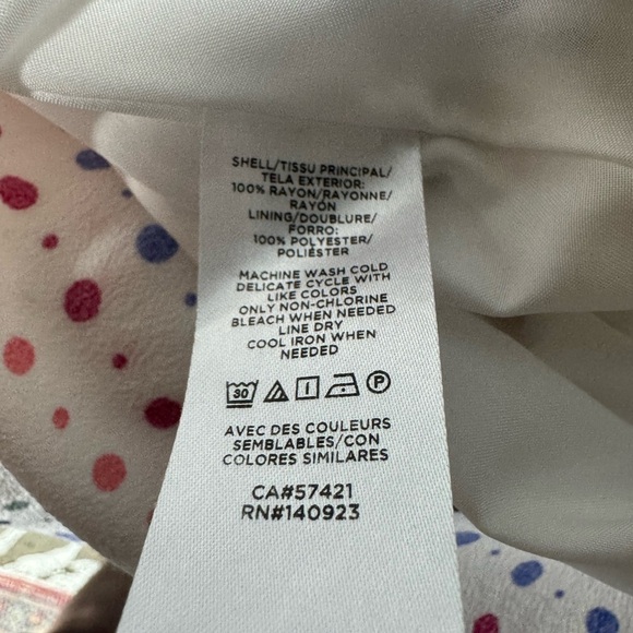 LOFT Midi Dress Rainbow Polka Dot Square Neck Puff Sleeve Size 2 - Picture 9 of 11